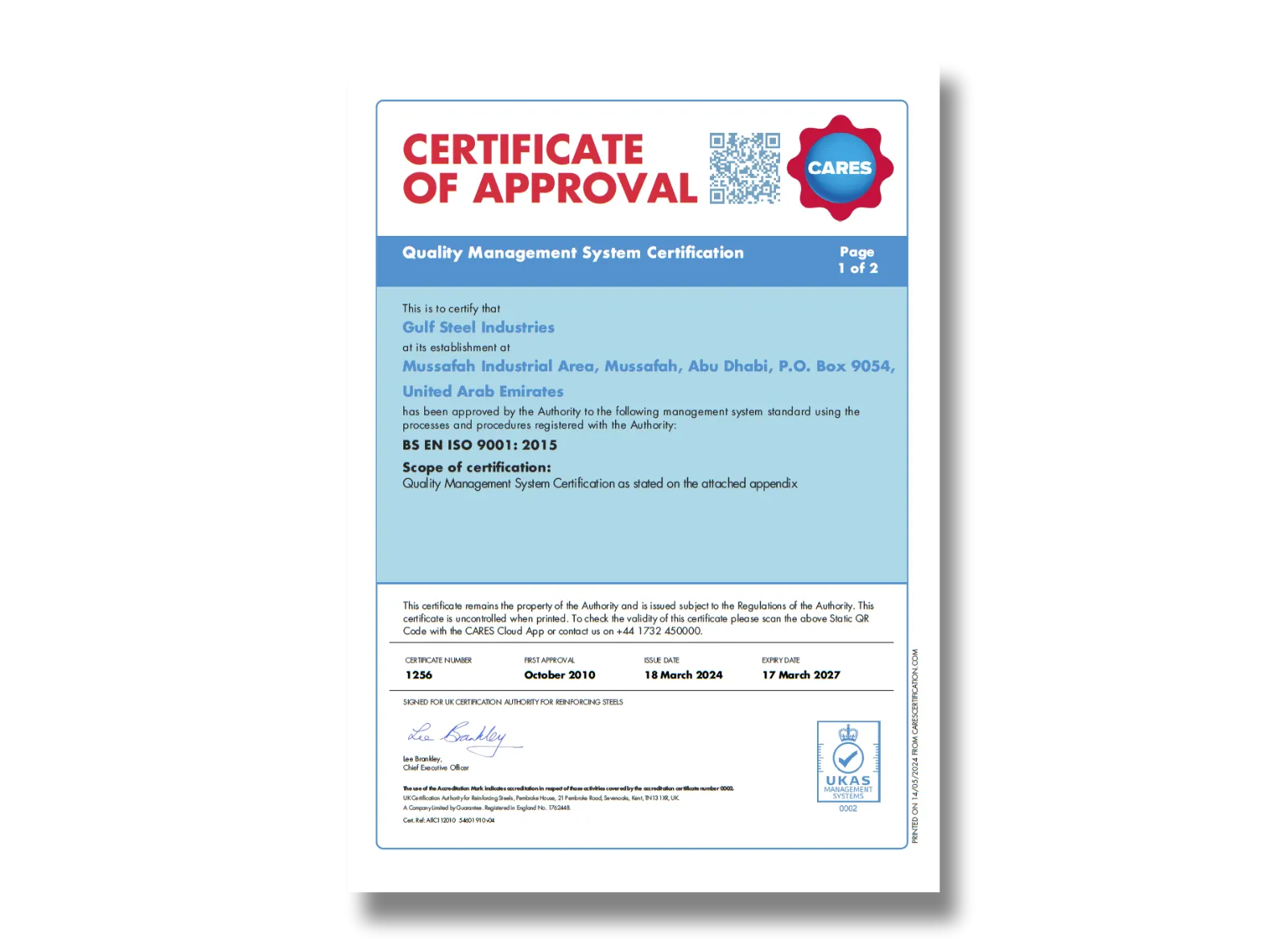 CARES - QMS Cert - GSIC - 1