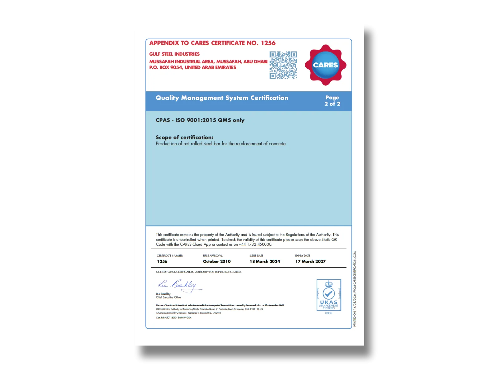 CARES - QMS Cert - GSIC - 1