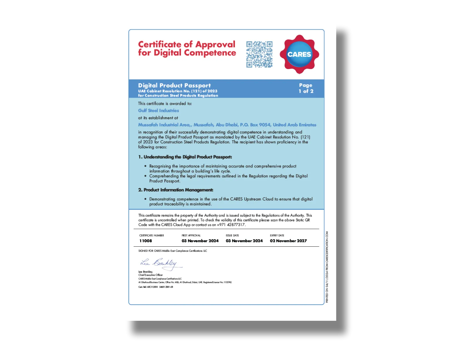 CARES - QMS Cert - GSIC - 1